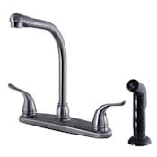 Kingston Brass Yosemite 1.8 GPM Standard Kitchen Faucet - Includes Side Spray Black Stainless