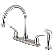 Kingston Brass Yosemite 1.8 GPM Standard Kitchen Faucet - Includes Side Spray Brushed Nickel