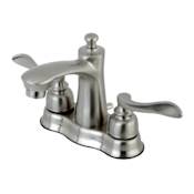Kingston Brass Nuwave French 1.2 GPM Centerset Bathroom Faucet with Pop-Up Drain Assembly Brushed Nickel