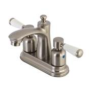 Kingston Brass Paris 1.2 GPM Centerset Bathroom Faucet with Pop-Up Drain Assembly Brushed Nickel