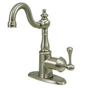 Kingston Brass English Vintage 1.2 GPM Single Hole Bathroom Faucet with Pop-Up Drain Assembly Brushed Nickel