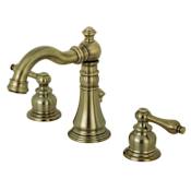 Kingston Brass English Classic 1.2 GPM Widespread Bathroom Faucet with Pop-Up Drain Assembly Vintage Brass