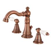 Kingston Brass English Classic 1.2 GPM Widespread Bathroom Faucet with Pop-Up Drain Assembly Antique Copper