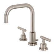 Kingston Brass Manhattan 1.2 GPM Widespread Bathroom Faucet with Pop-Up Drain Assembly Brushed Nickel