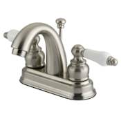 Kingston Brass Restoration 1.2 GPM Centerset Bathroom Faucet with Pop-Up Drain Assembly Brushed Nickel