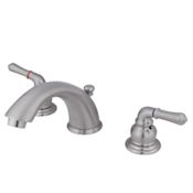 Kingston Brass Magellan 1.2 GPM Widespread Bathroom Faucet with Pop-Up Drain Assembly Brushed Nickel