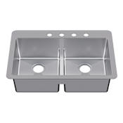 Kingston Brass Quebec 33" Drop In Double Basin Stainless Steel Kitchen Sink Brushed Stainless Steel