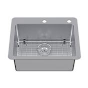 Kingston Brass Calgary 25" Drop In Single Basin Stainless Steel Kitchen Sink with Basket Strainer Brushed Stainless Steel