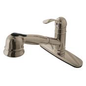 Kingston Brass Eden 1.8 GPM Single Hole Pull Out Kitchen Faucet Brushed Nickel
