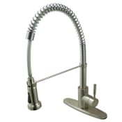Kingston Brass Concord 1.8 GPM Single Hole Pre-Rinse Pull Down Kitchen Faucet Brushed Nickel