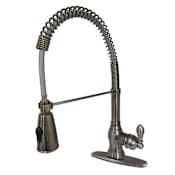 Kingston Brass American Classic 1.8 GPM Single Hole Pre-Rinse Pull Down Kitchen Faucet Black Stainless Steel