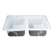 Kingston Brass Petra Galley 33" Drop In Double Basin Kitchen Sink White
