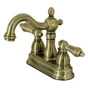 Kingston Brass Heritage 1.2 GPM Centerset Bathroom Faucet with Pop-Up Drain Assembly Antique Brass