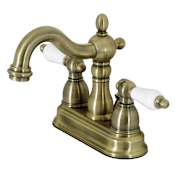 Kingston Brass Heritage 1.2 GPM Centerset Bathroom Faucet with Pop-Up Drain Assembly Antique Brass