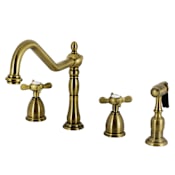 Kingston Brass Essex 1.8 GPM Widespread Kitchen Faucet - Includes Escutcheon and Side Spray Antique Brass