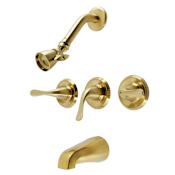 Kingston Brass Yosemite Tub and Shower Trim Package with 1.8 GPM Single Function Shower Head Brushed Brass
