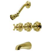 Kingston Brass Victorian Tub and Shower Trim Package with Single Function Shower Head Brushed Brass