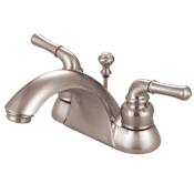 Kingston Brass Naples 1.2 GPM Centerset Bathroom Faucet with Pop-Up Drain Assembly Brushed Nickel