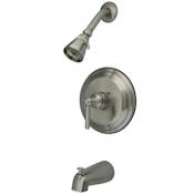 Kingston Brass Elinvar Tub and Shower Trim with Single Function Shower Head and Metal Lever Handle Brushed Nickel