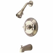 Kingston Brass Pressure Balanced Tub and Shower Trim Only with 1.8 GPM Multi Function Shower Head Brushed Nickel