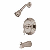 Kingston Brass Tub and Shower Trim with Single Function Shower Head and Metal Lever Handle Brushed Nickel