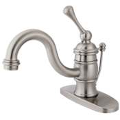Kingston Brass Victorian 1.2 GPM Single Hole Bathroom Faucet with Pop-Up Drain Assembly Brushed Nickel