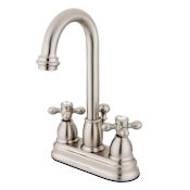 Kingston Brass Restoration 1.2 GPM Centerset Bathroom Faucet with Pop-Up Drain Assembly Brushed Nickel