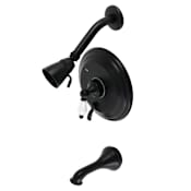 Kingston Brass Restoration Tub and Shower Trim Package with 1.8 GPM Single Function Shower Head Matte Black