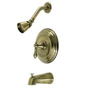 Kingston Brass American Classic Tub and Shower Trim Package with 1.8 GPM Single Function Shower Head Antique Brass