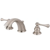 Kingston Brass Vintage 1.2 GPM Widespread Bathroom Faucet with Pop-Up Drain Assembly Brushed Nickel
