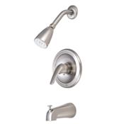 Kingston Brass Tub and Shower Trim with Single Function Shower Head, Metal Lever Handle and Valve Brushed Nickel
