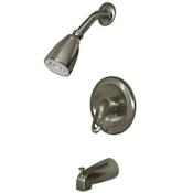 Kingston Brass Tub and Shower Trim with Single Function Shower Head, Metal Lever Handle and Valve Brushed Nickel