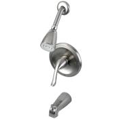 Kingston Brass Yosemite Tub and Shower Trim Package with 1.8 GPM Single Function Shower Head Brushed Nickel