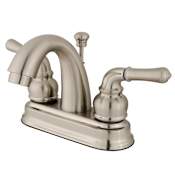 Kingston Brass Naples 1.2 GPM Centerset Bathroom Faucet with Pop-Up Drain Assembly Brushed Nickel