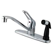 Kingston Brass Wyndham 1.8 GPM Single Hole Kitchen Faucet - Includes Side Spray Polished Chrome