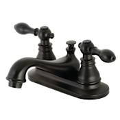 Kingston Brass American Classic 1.2 GPM Deck Mounted Centerset Bathroom Faucet with Pop-Up Drain Assembly Matte Black
