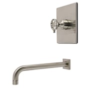 Kingston Brass Webb 11" Wall Mounted Tub Faucet with Pressure Balanced Valve Trim and Wheel Handle Brushed Nickel