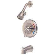 Kingston Brass Magellan Pressure-Balancing Bath and Shower Faucet Trim with Lever Handle Brushed Nickel