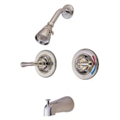 Kingston Brass Magellan Tub and Shower Trim with Single Function Shower Head, Metal Lever Handles and Valve Brushed Nickel