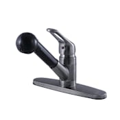 Kingston Brass Wyndham 1.8 GPM Single Hole Pull Out Kitchen Faucet Black Stainless