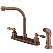 Kingston Brass Victorian 1.8 GPM Standard Kitchen Faucet - Includes Side Spray Antique Copper