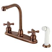 Kingston Brass Victorian 1.8 GPM Standard Kitchen Faucet - Includes Side Spray Antique Copper