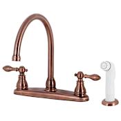 Kingston Brass American Classic 1.8 GPM Centerset Kitchen Faucet – Includes Side Spray, and Escutcheon Antique Copper