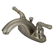 Kingston Brass Naples 1.2 GPM Centerset Bathroom Faucet with Pop-Up Drain Assembly Brushed Nickel