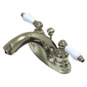 Kingston Brass English Country 1.2 GPM Centerset Bathroom Faucet with Pop-Up Drain Assembly Brushed Nickel