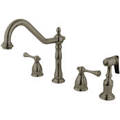 Kingston Brass English Country 1.8 GPM Widespread Kitchen Faucet - Includes Side Spray Brushed Nickel