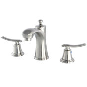 Kingston Brass Jamestown 1.2 GPM Widespread Bathroom Faucet with Pop-Up Drain Assembly Brushed Nickel