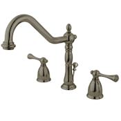 Kingston Brass English Vintage 1.2 GPM Widespread Bathroom Faucet with Pop-Up Drain Assembly Brushed Nickel