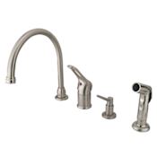 Kingston Brass Wyndham 1.8 GPM Widespread Kitchen Faucet - Includes Escutcheon and Side Spray Brushed Nickel