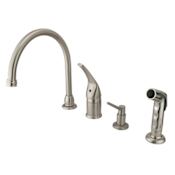 Kingston Brass Chatham 1.8 GPM Widespread Kitchen Faucet - Includes Escutcheon and Side Spray Brushed Nickel